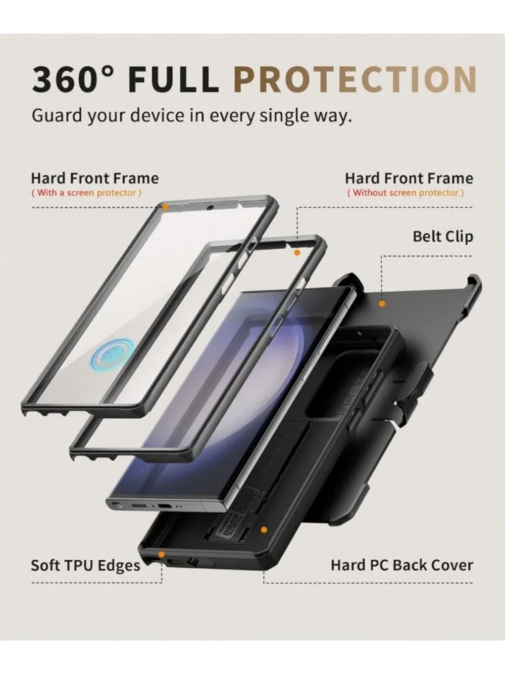 Military Grade Shockproof Phone Case for Samsung Galaxy S23 Ultra - Kickstand